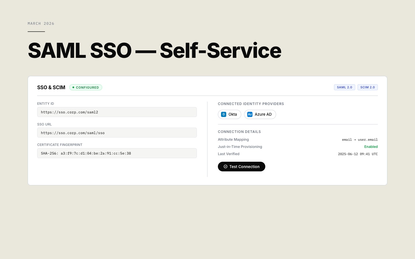 SAML SSO, self-service
