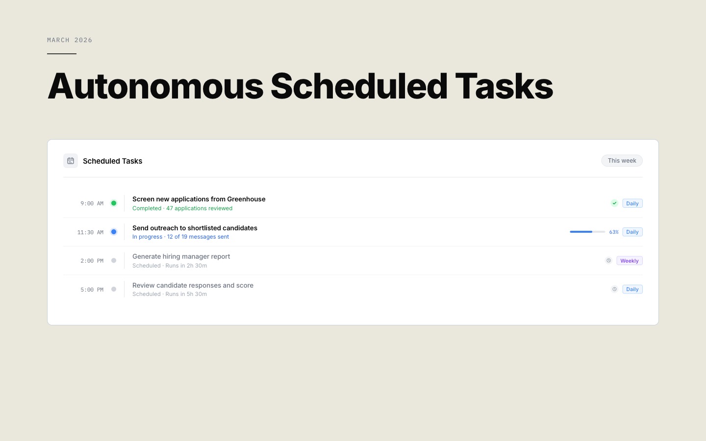 Autonomous scheduled tasks