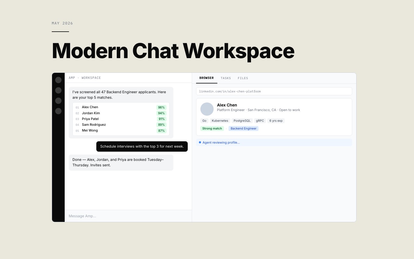 Modern chat workspace