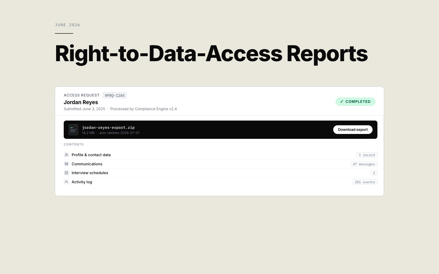 Right-to-data-access reports