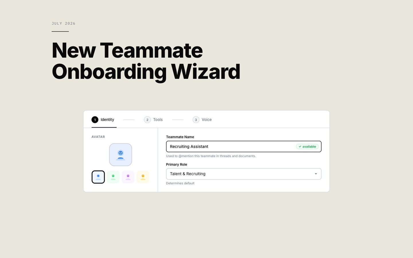 New teammate onboarding wizard