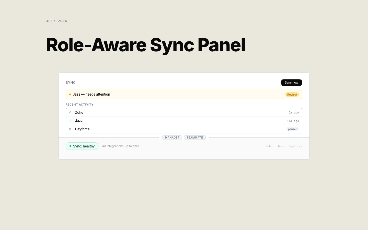 Role-aware sync panel
