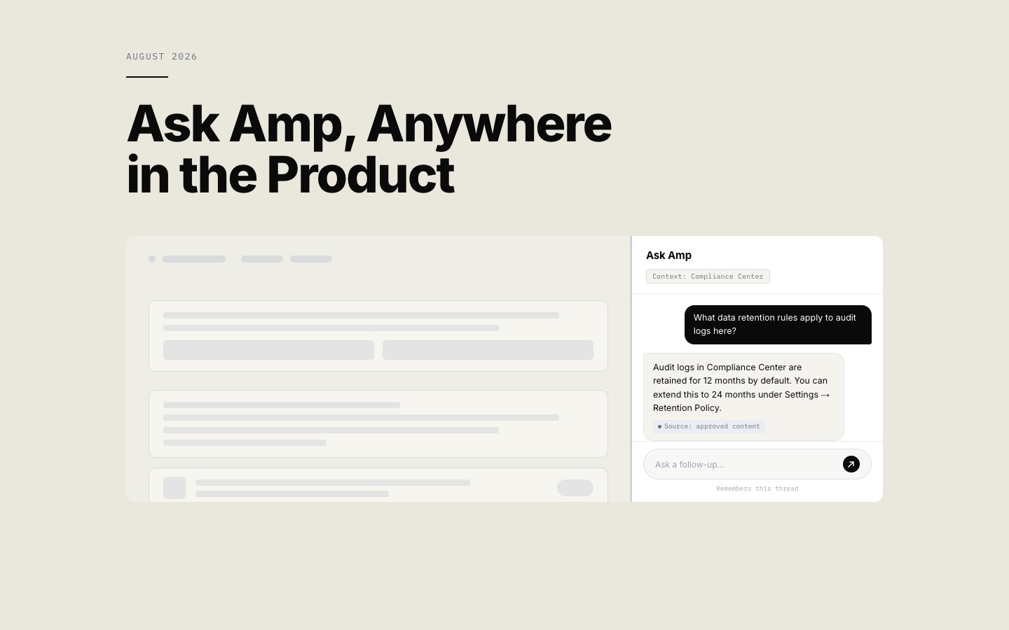 Ask Amp, anywhere in the product