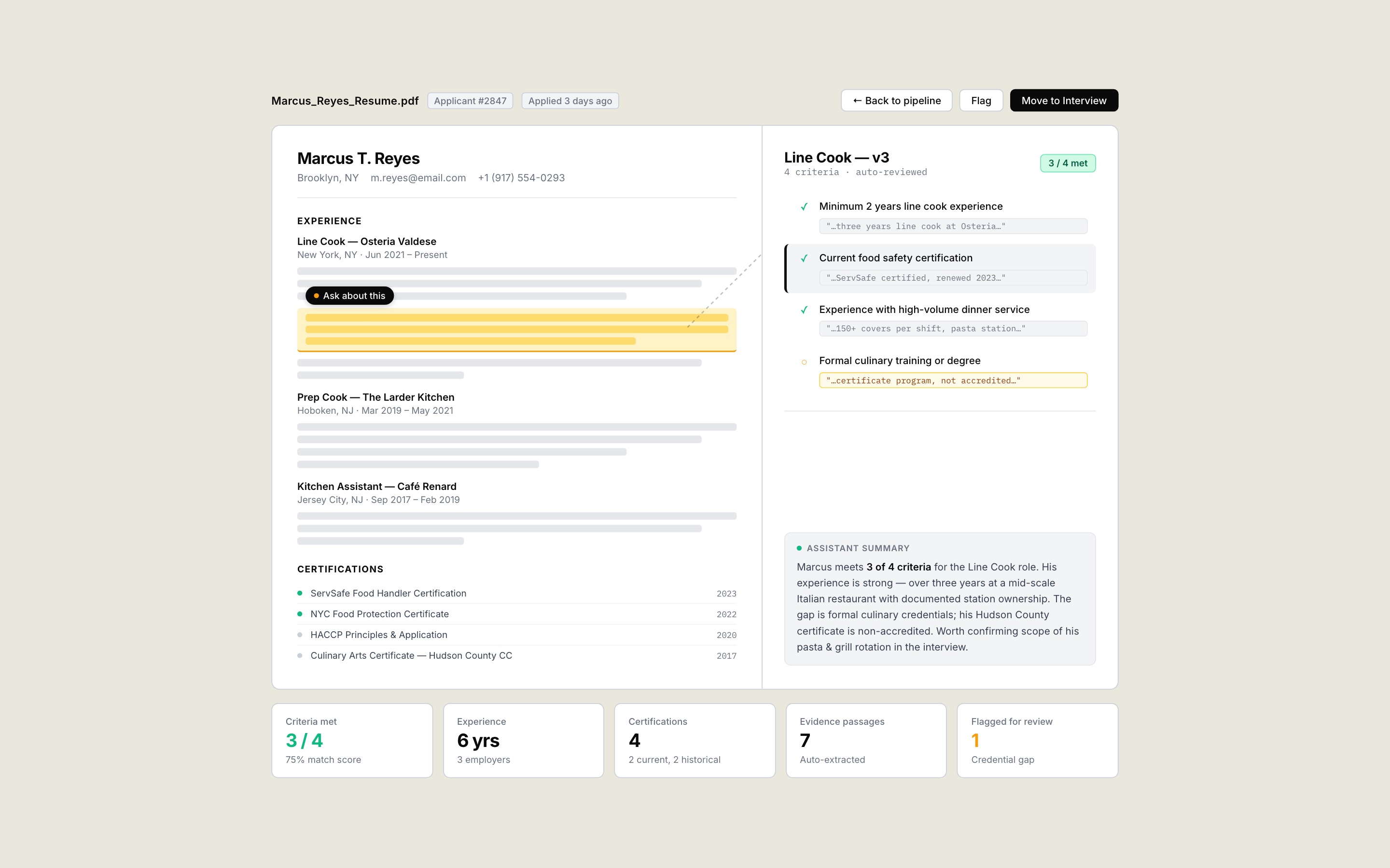 A single resume review workspace
