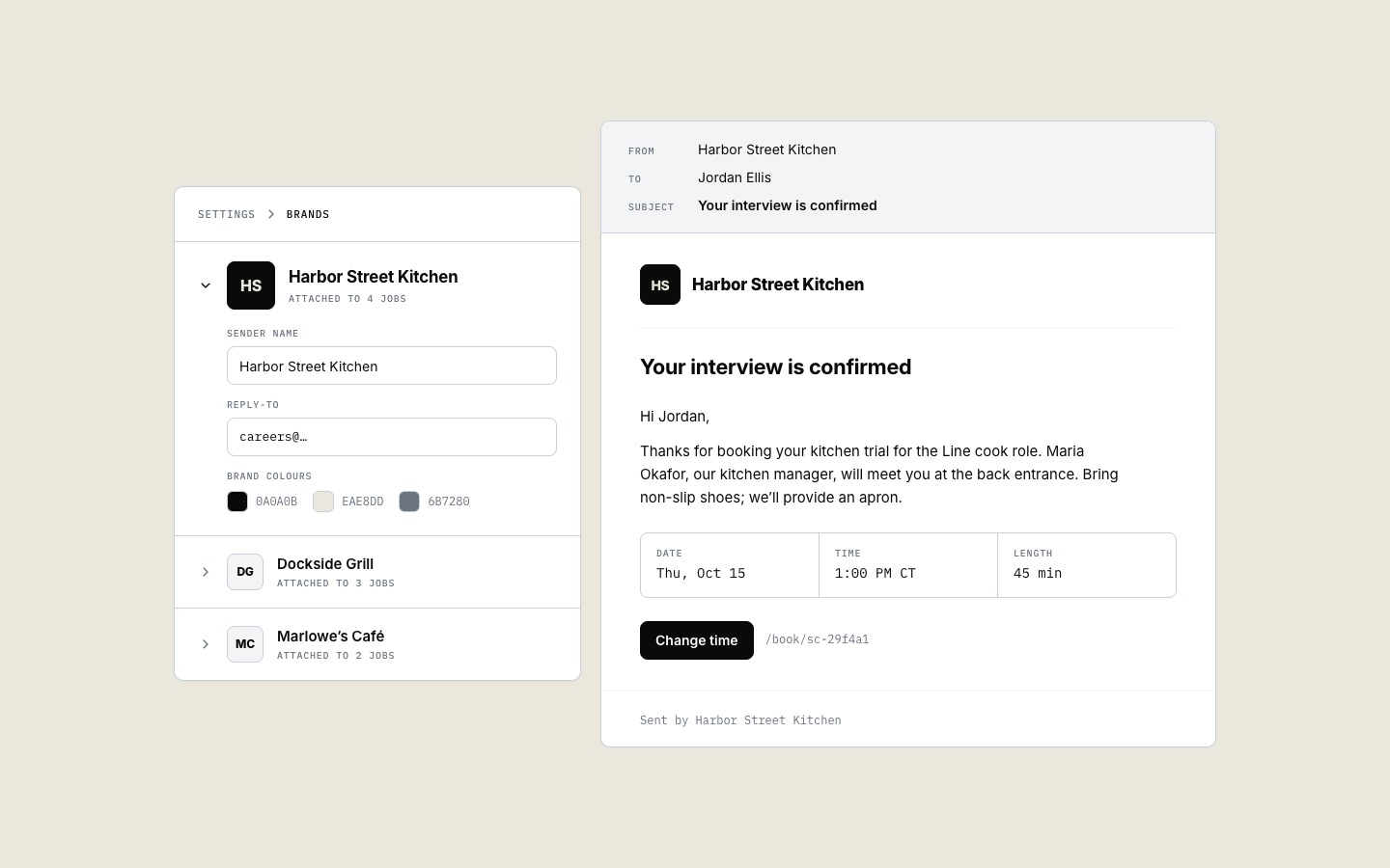 Your brand on every candidate message