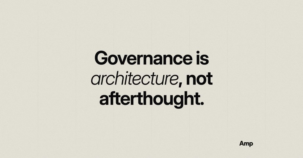 Cover graphic reading: Governance is architecture, not afterthought.